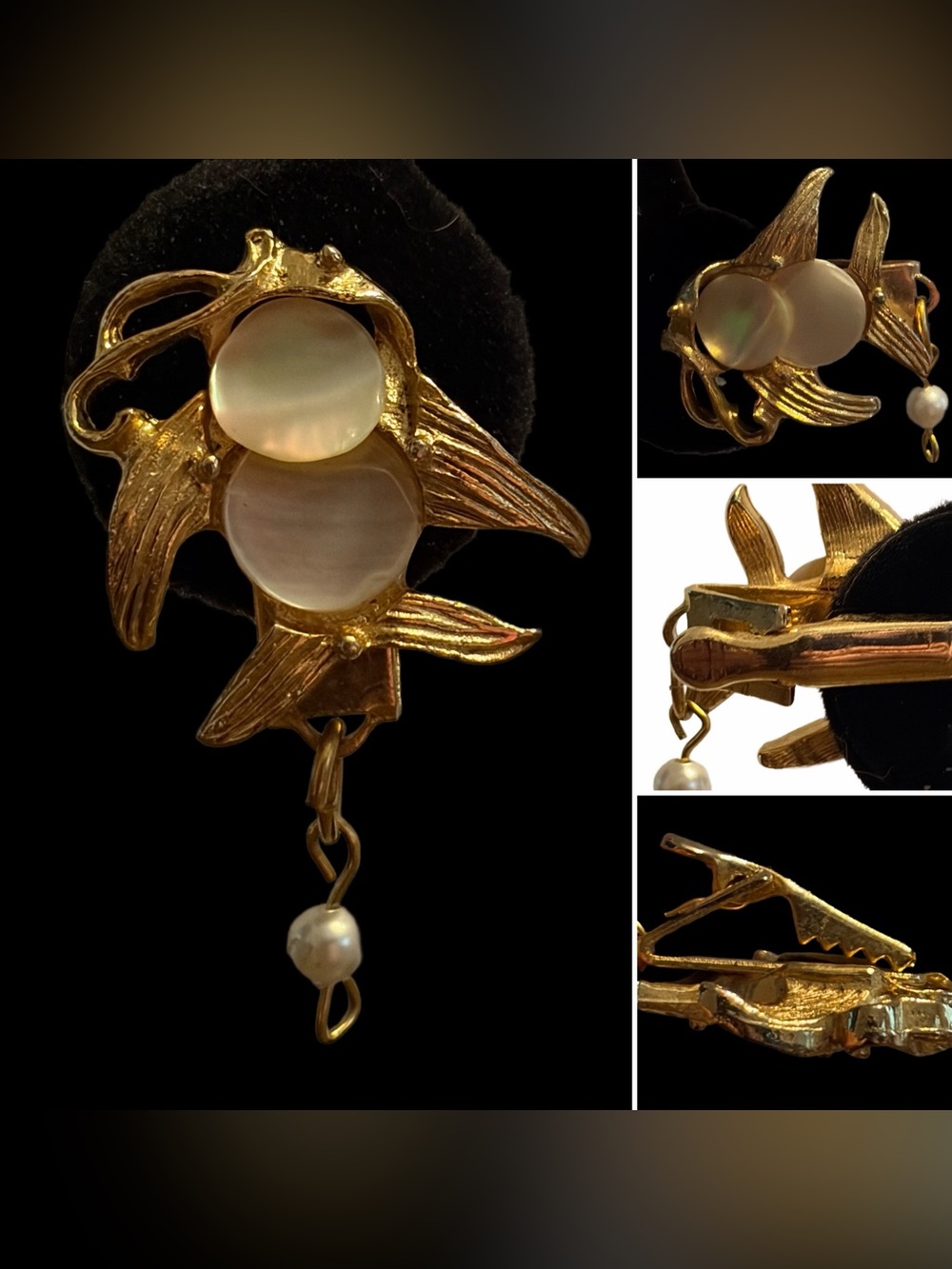 Unsigned Mid-Century Angelfish Jelly Belly Tie Clips (Set of 2)